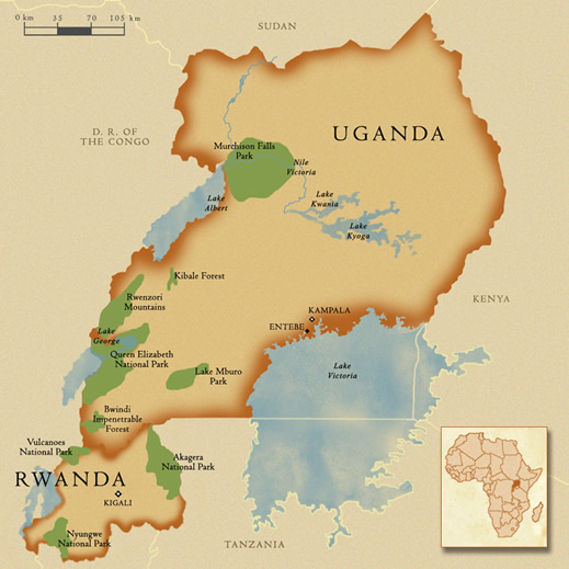 Uganda rwanda map